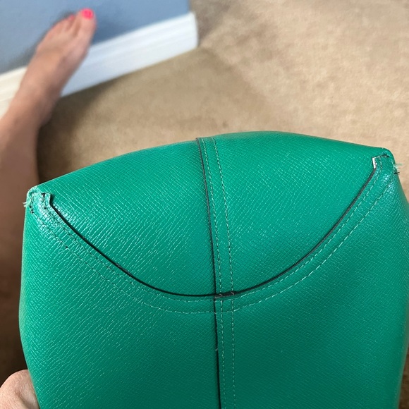 Coach tote greenish blue with reversible purple floral pattern & wristlet insert - Picture 14 of 16